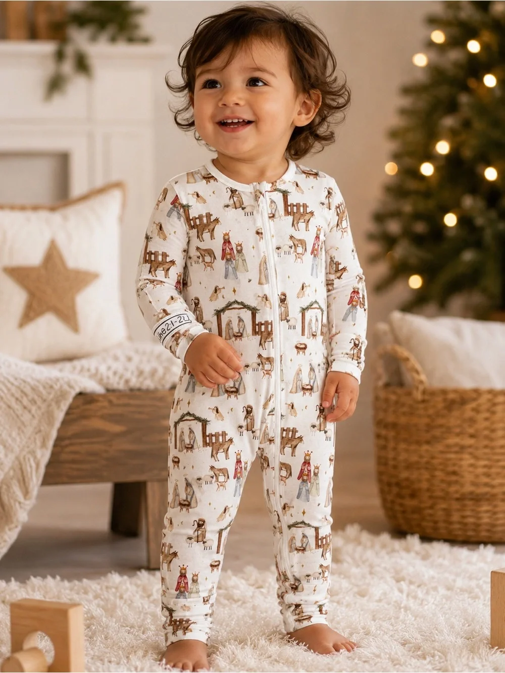 Holy Pals Luke2:1-20 Away in the Manger Nativity Viscose From Bamboo Pajamas